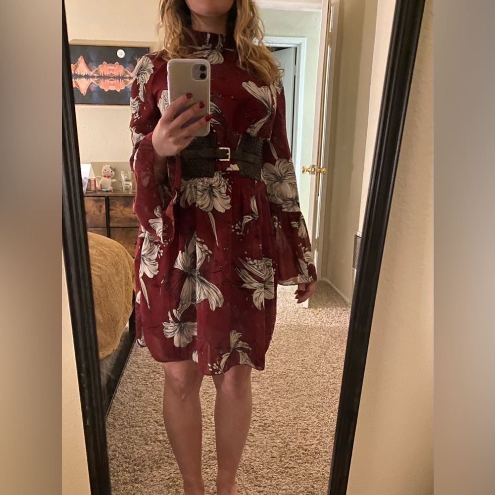 ASOS burgundy wine red Parisian dress tall